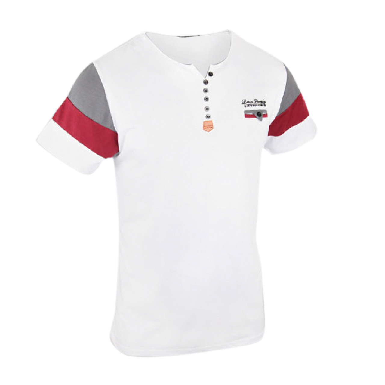 White t shirt with red collar 2025
